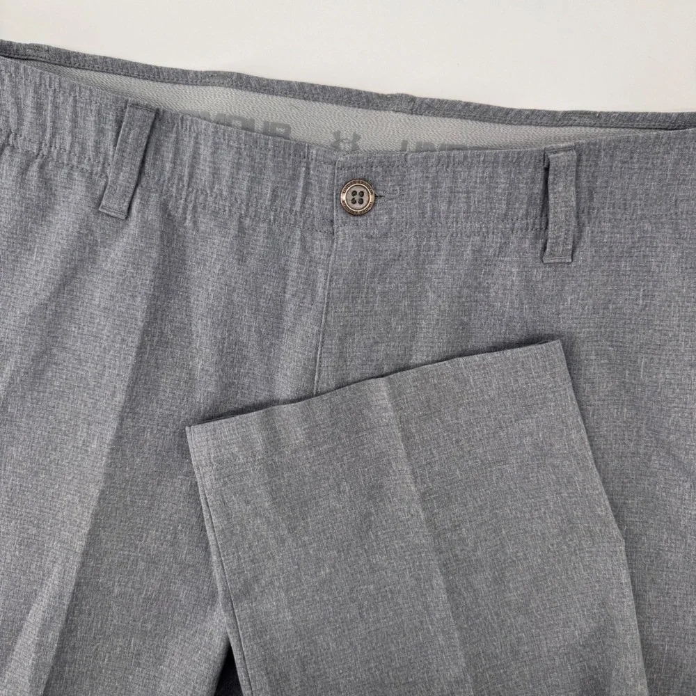 Under Armour Golf Pants Mens 40/32 Grey Heathered Stretch Waist Straight Leg